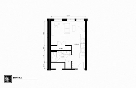 Floor plan for studio, 1 bath, 419 sqft